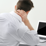 man with neck pain relief